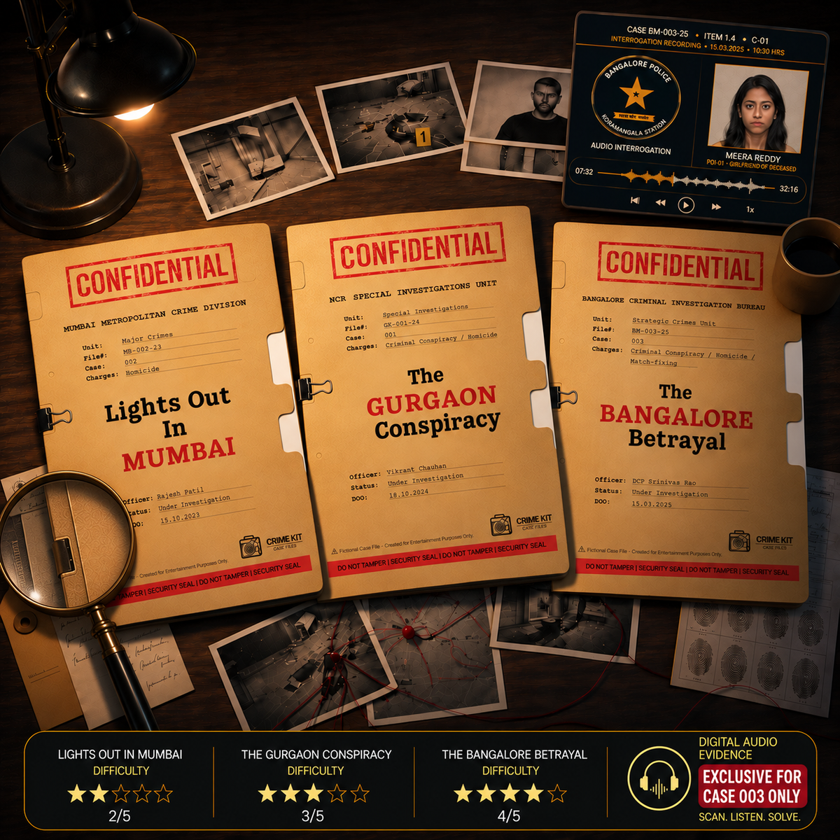The Complete Collection: all three CrimeKit case files - Lights Out in Mumbai, The Gurgaon Conspiracy and The Bangalore Betrayal - with difficulty ratings